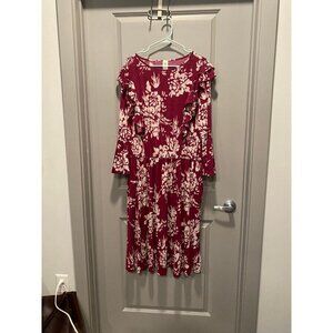 Sew In Love Burgundy Floral Midi Dress | Size 2XL | NWT | Romantic & Flattering